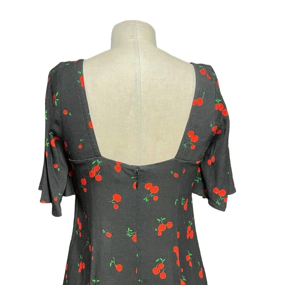 Hvn Black Cherry Print Emily Sweetheart Mini Dress Size 2 — image 7 of 8